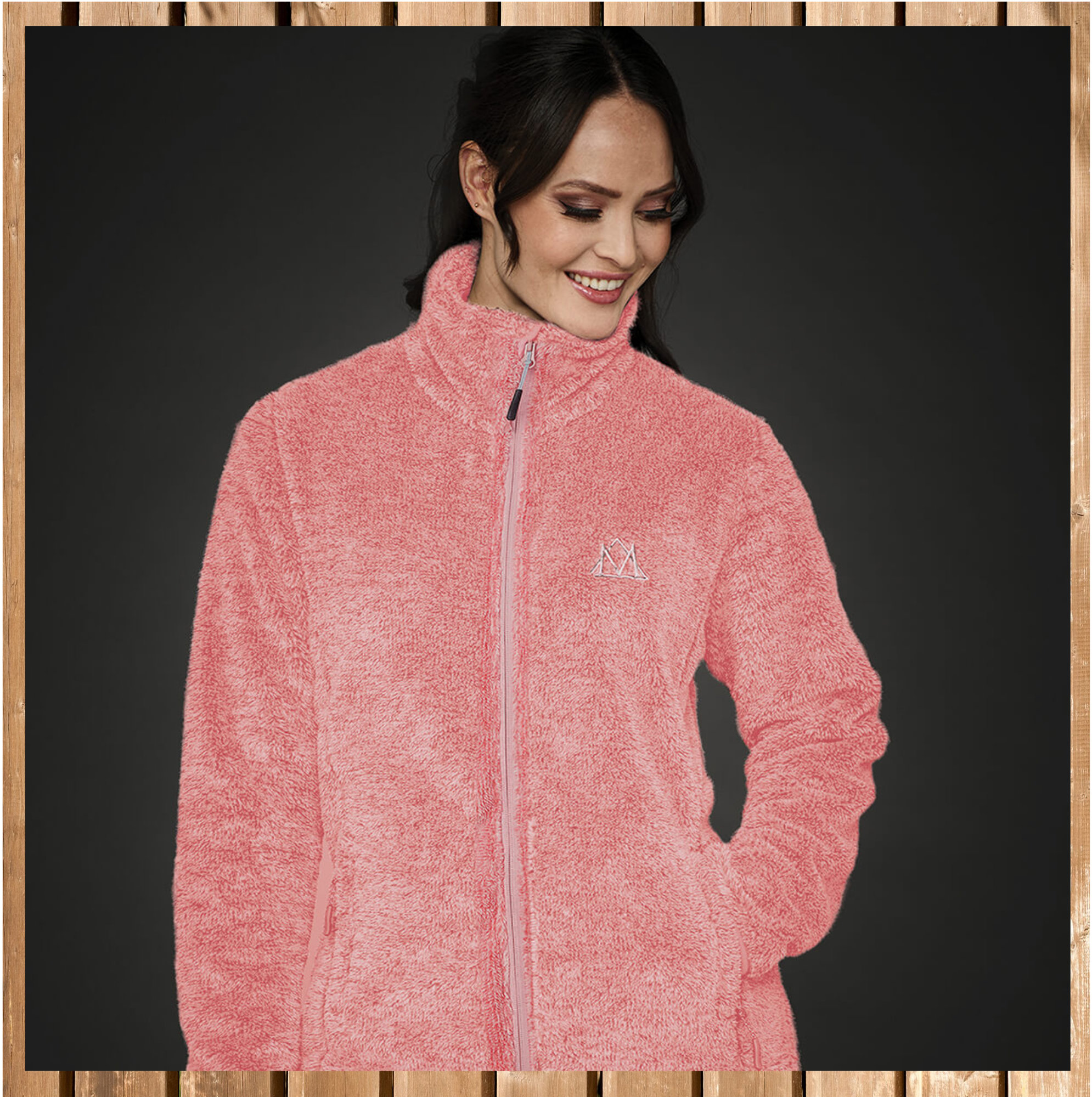 Kuschelige Fleecejacke, Mountain Horse Fleece Jacke Fuzzy, pink